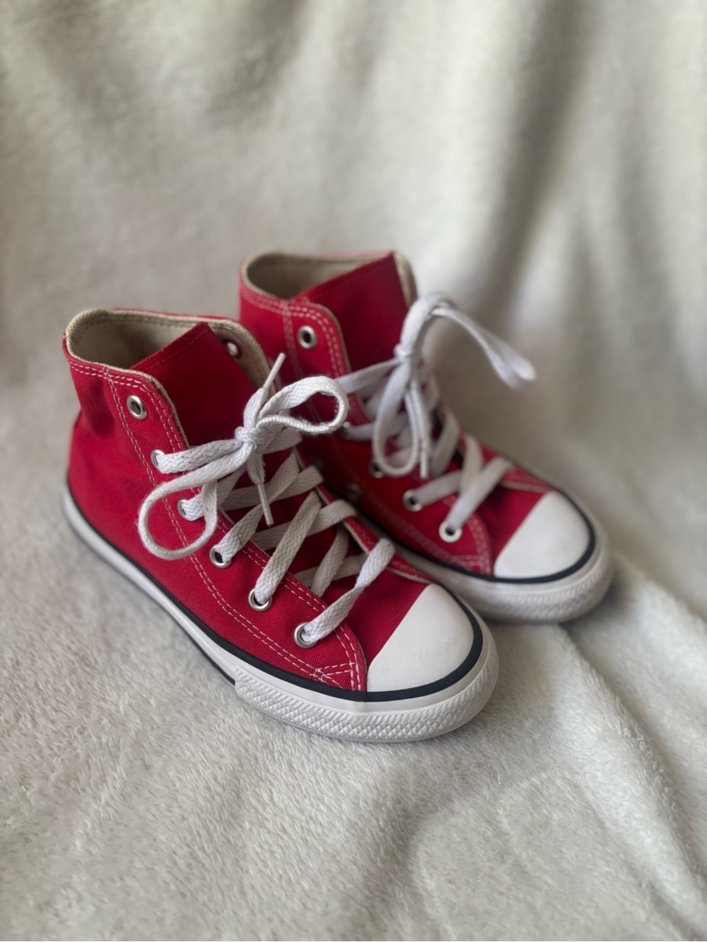Converse Kids Red High-Top Canvas Sneakers with White Laces 13